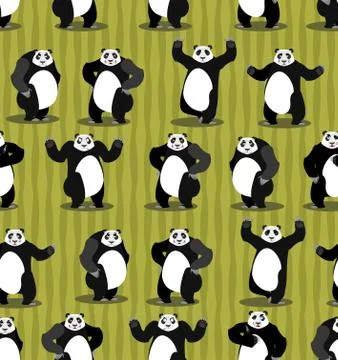 Panda seamless pattern. Chinese bear ornament. Set wild animal. Forest animal 스톡 일러스트