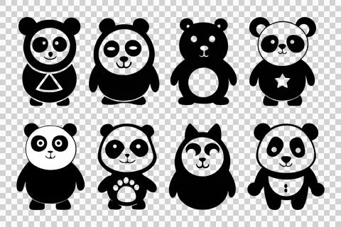 Panda silhouette vector with white color background Stock Illustration