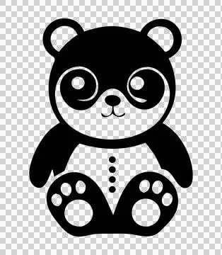 Panda sitting silhouette vector with white color background 스톡 일러스트