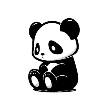 A panda sitting on a white background Stock Illustration