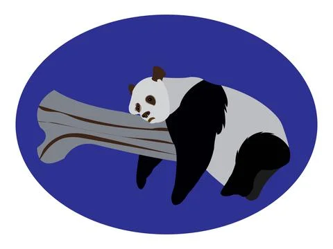 Panda Sleep on Tree Flat vector Illustration Stock Illustration
