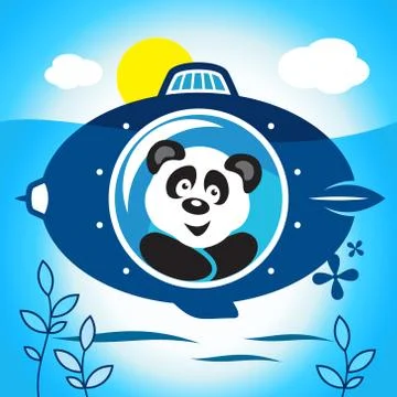 Panda on a submarine Ilustração Stock
