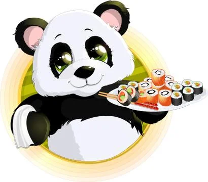 Panda sushi Stock Illustration