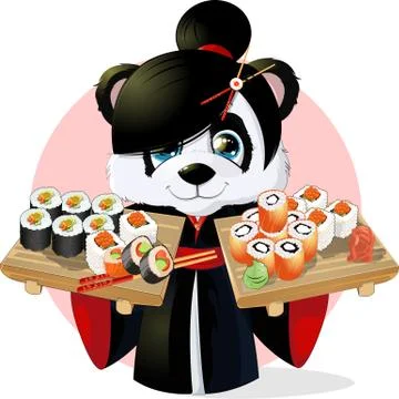 Panda sushi  Stock Illustration