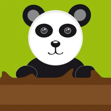 Panda with tree on green background Stock Illustration