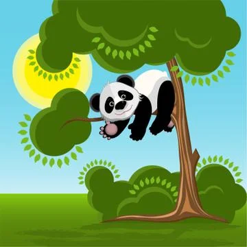 Panda on the Tree illustration Stock Illustration