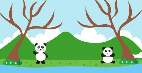 Panda Vector Cute Animals in Cartoon Style, Wild Animal, Designs for Baby clo Illustrazione stock