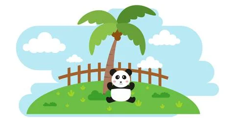 Panda Vector Cute Animals in Cartoon Style, Wild Animal, Designs for Baby clo 스톡 일러스트