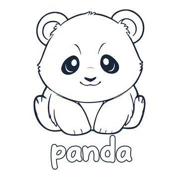 Panda vector illustration Black and white panda alphabet coloring book or p.. Stock Illustration