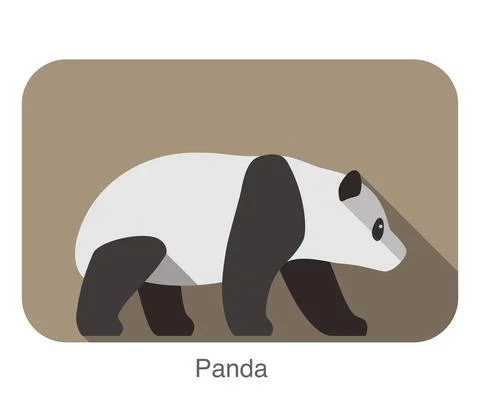 Panda walking side flat 3D icon design, vector illustration Stock Illustration