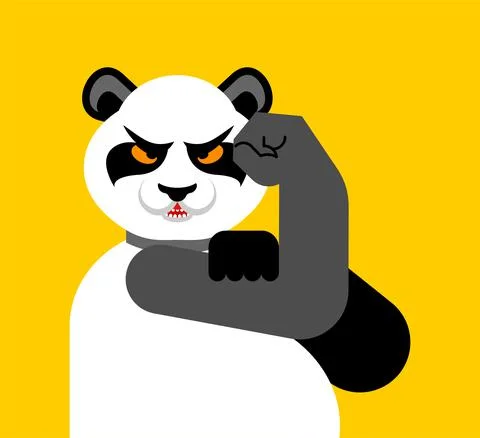 Panda We can do it symbol power animal. chinese bear showing fist isolated. V Ilustración de archivo