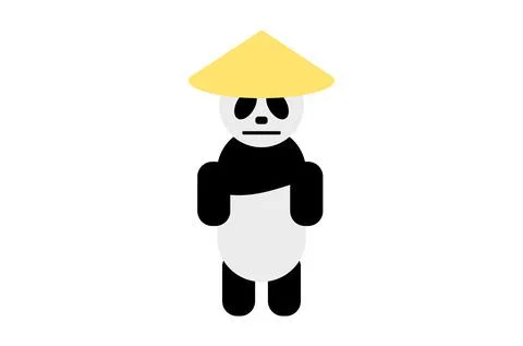 Panda wearing a bamboo hat vector illustration Stock Illustration