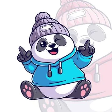 Panda wearing a blue jacket Stock Illustration