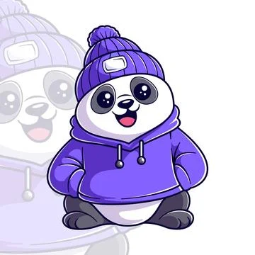 Panda wearing a purple jacket Stock Illustration