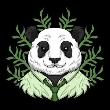Panda work cartoon vector illustration Illustrazione stock
