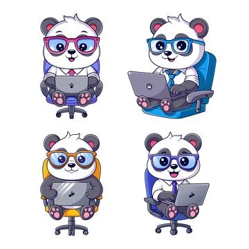 Panda at work, package design Stock Illustration