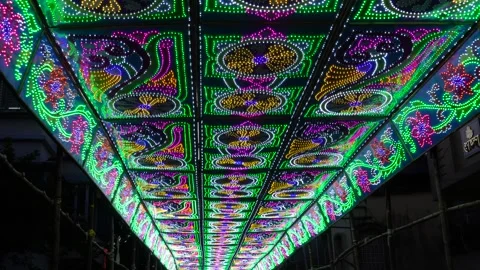 Pandal LED Light Installation Stock-Footage 326330967