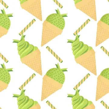Pandan ice cream seamless pattern Ilustración de archivo