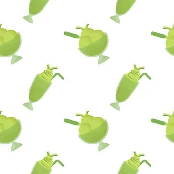 Pandan ice cream seamless pattern 2 Stock Illustration
