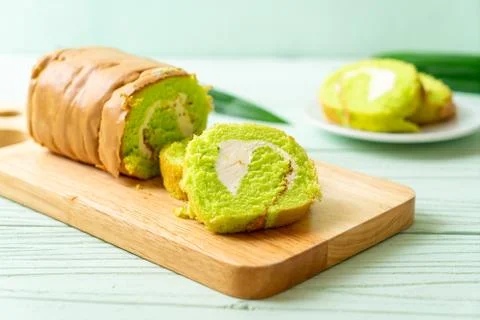 Pandan roll cake Stock Photos