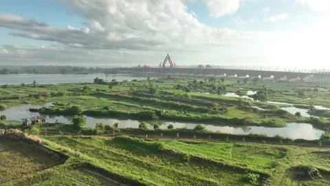 Pandansimo Bridge Aerial View on Java South Cross Road Stock-Footage 311383832