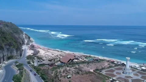 Pandawa beach from the cliff Stock Footage 266405004
