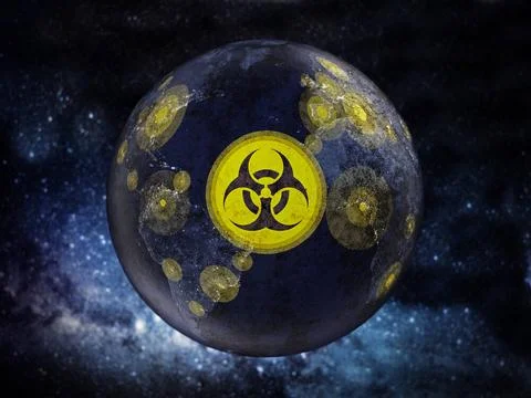 Pandemia map featuring red population zones. 3D illustration Pandemia map ... 스톡 사진