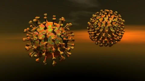Pandemic Corona virus Covid-19 danger with red cloudy background 3D illustration Stock Illustration