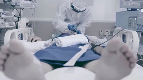 Pandemic Covid. Medics in Protective Suits at the Hospital. Slow motion (13) Video stock 156759853