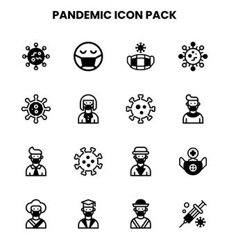 Pandemic DuoTone Bundle Icons Pack Stock Illustration