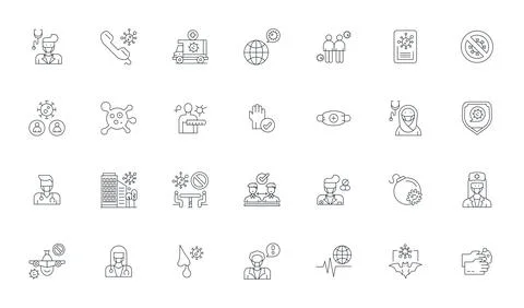 Pandemic Exclusive Vector Set featuring 28 Thin Line Pixel Aligned 256x256 .. Stockillustratie