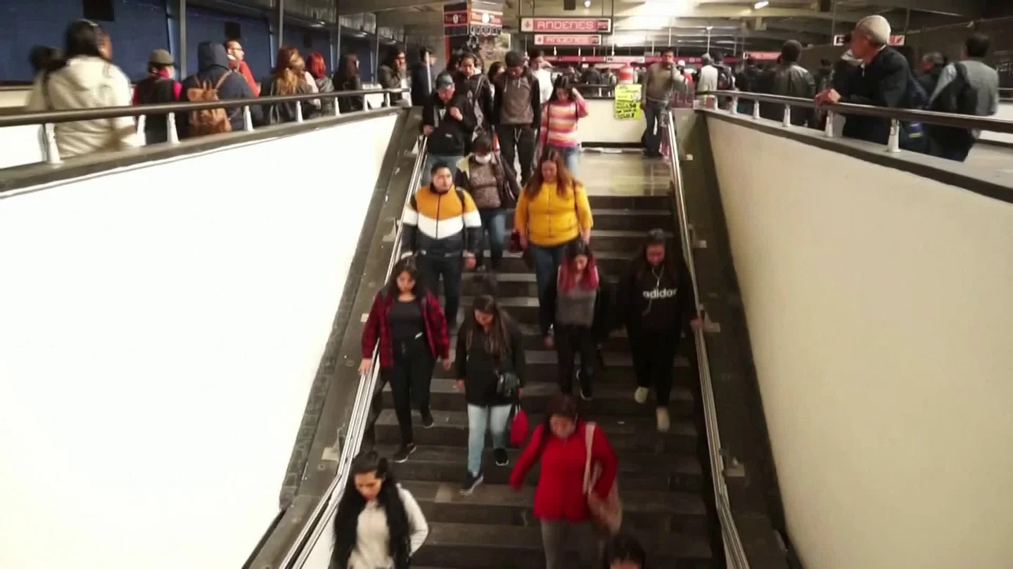 Pandemic Fears Hit Commuters In Mexico City's Bustling Metro Stock Footage