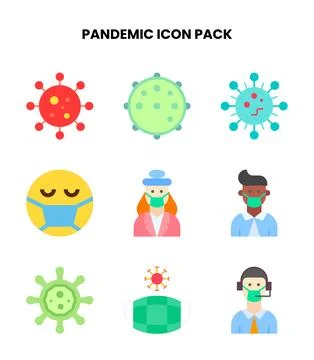 Pandemic Flat Bundle Icons Pack Stock Illustration