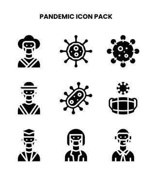 Pandemic Glyph Vector Icons Pack Stockillustratie