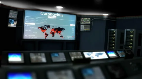 Pandemic outbreak operation command center Stockbeeldmateriaal 130993613