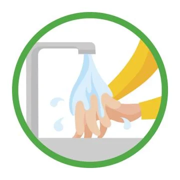 Pandemic outbreak public awareness. Washing hand flat art icon Stock Illustration