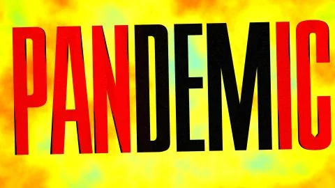 Pandemic Panic Title with Fire Background Covid-19 Coronavirus Stock Illustration