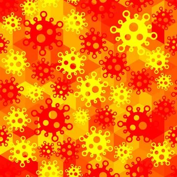 Pandemic seamless pattern of molecules, cells of virus, bacteria mask print Stock Illustration