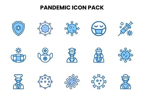 Pandemic Two Colour Vector Icons Pack 库存插图