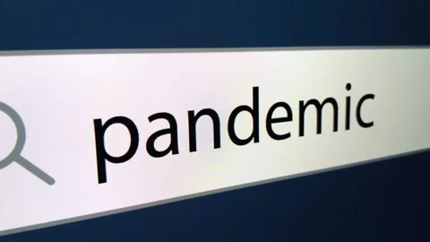 Pandemic is written in the line of the Internet browser Video stock 151534301