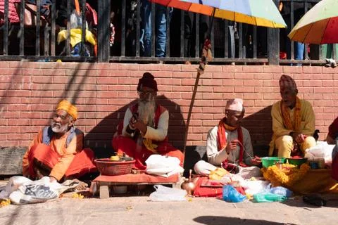 Pandits at Manokamana Devi Temple Stock Photos