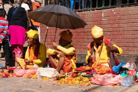 Pandits at Manokamana Devi Temple Stock Photos
