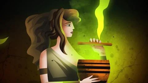 Pandora opening the ancient jar and releasing evil spirits and sins 库存影片 342361194
