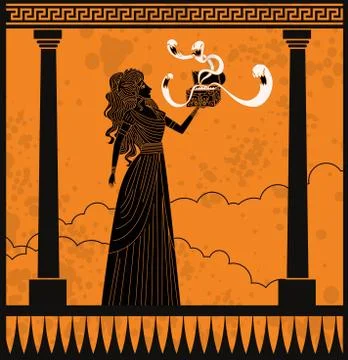 Pandora opening the box 스톡 일러스트