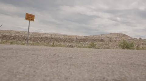 Pane column at a desert landscape at summer on holiday with a lonely road Stock Footage 54111787