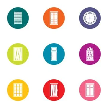 Pane icons set, flat style Ilustración de archivo