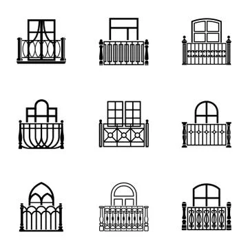 Pane icons set, simple style Ilustración de archivo