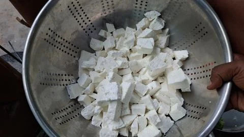 Paneer is a soft, fresh cheese, versatile in dishes Stock Photos