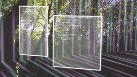 On panel appearing, HUD panels moving, resizing, showing binary code, Stock Footage 333155256