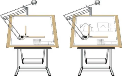 Panel board with blueprint Stock Illustration